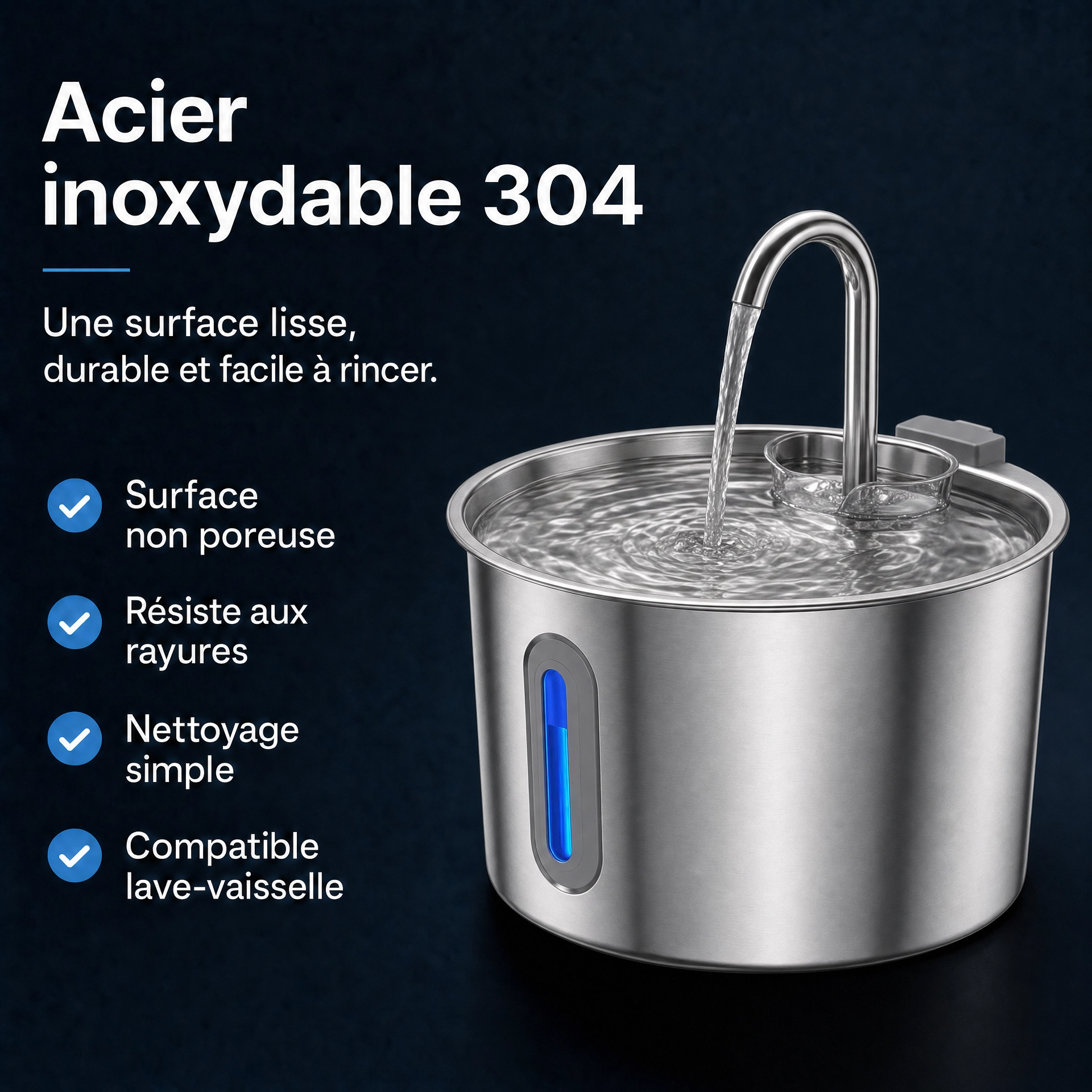 Fontaine d'eau silencieuse inox PetPure