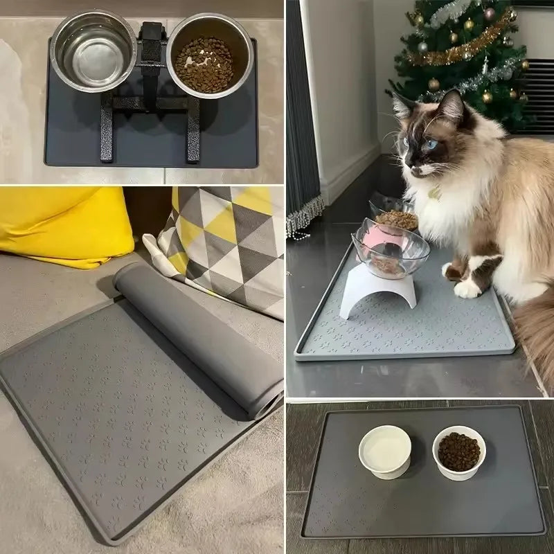 Tapis de repas pour animaux de compagnie, tapis d'alimentation pour chat et chien, tapis pour gamelle de chat, tapis pour gamelle de chien, tapis en silicone imperméable pour animaux de compagnie