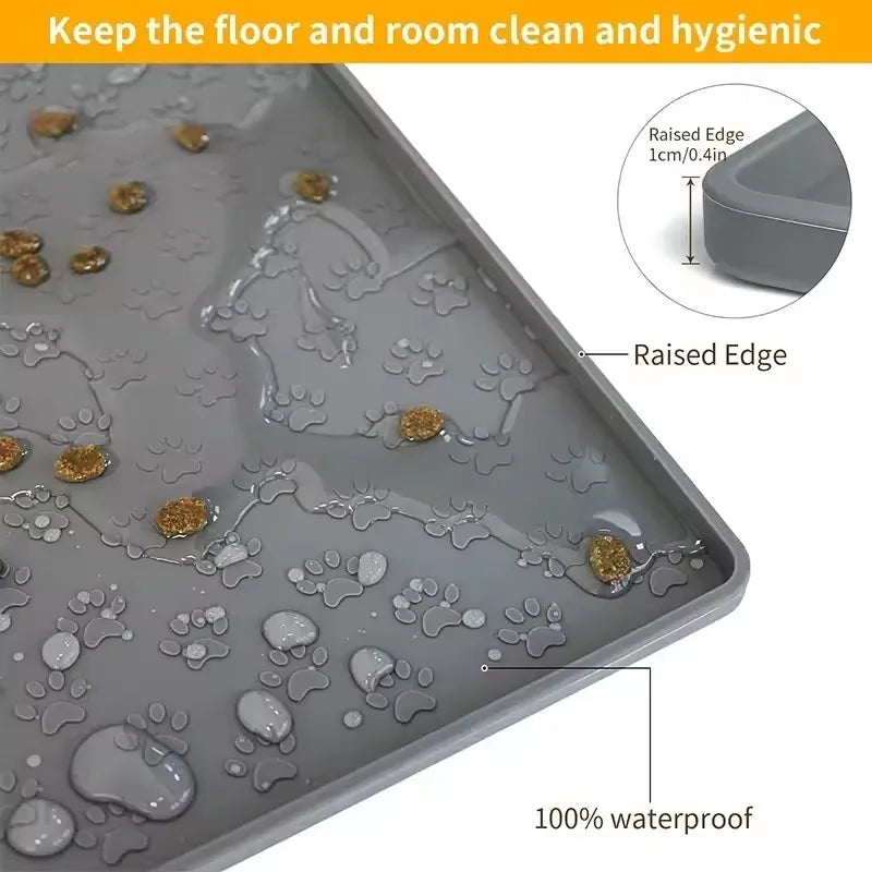 Tapis de repas pour animaux de compagnie, tapis d'alimentation pour chat et chien, tapis pour gamelle de chat, tapis pour gamelle de chien, tapis en silicone imperméable pour animaux de compagnie